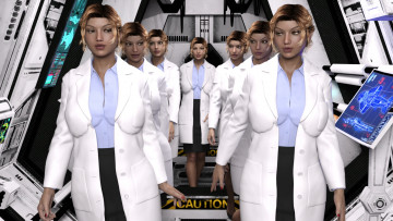 обоя 3д графика, фантазия , fantasy, взгляд, девушки, фон