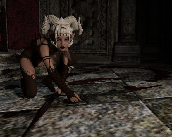 Обои картинки фото 3д графика, существа , creatures, кастаника, взгляд, фон