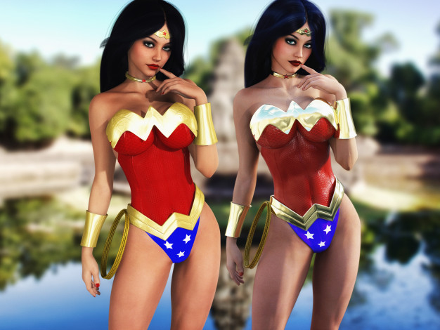 Обои картинки фото 3д графика, фантазия , fantasy, девушки, взгляд, фон