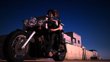 Картинка 3д+графика люди-авто мото+ people-+car+ +moto девушки фон взгляд