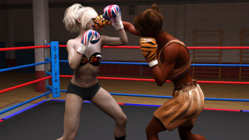 Картинка 3д+графика спорт+ sport бокс фон взгляд девушки