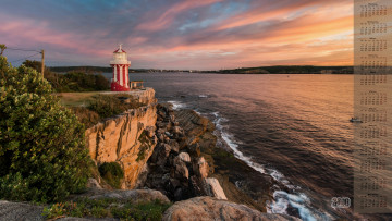 Картинка календари природа водоем растения камни маяк 2018