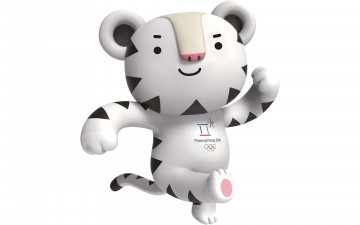 Картинка спорт логотипы+турниров белый тигр сухоран талисман зимних олимпийский игр 2018 на белом фоне