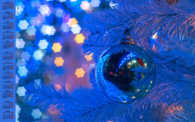 Обои картинки фото календари, праздники,  салюты, игрушка, ветка, шар, 2018