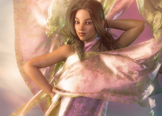 Обои картинки фото 3д графика, люди , people, фон, взгляд, девушка