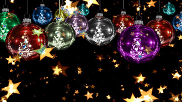 Картинка праздничные 3д+графика+ новый+год звезды шары