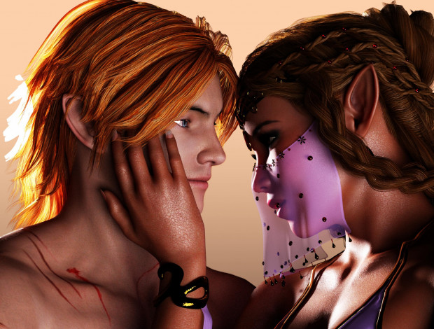 Обои картинки фото 3д графика, романтика , romantics, фон, взгляд, девушка