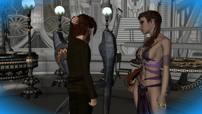 Обои картинки фото 3д графика, фантазия , fantasy, фон, взгляд, девушка