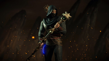 Картинка видео+игры mortal+kombat+x боец посох стрелы капюшон