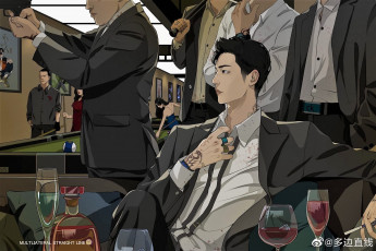 Картинка рисованное люди сяо джань мафия клуб бокалы