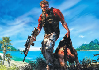 обоя видео игры, far cry,  instincts, мужчины, оружие, море, остров