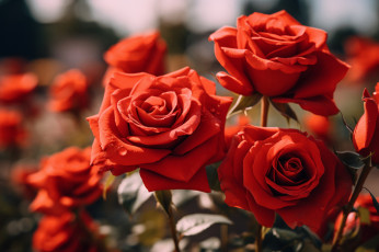 Картинка цветы розы алые макро