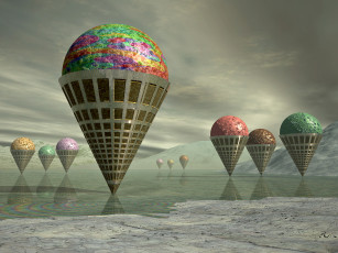 Картинка 3д графика modeling моделирование горы вода