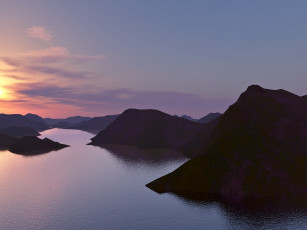 Картинка 3д графика nature landscape природа горы облака