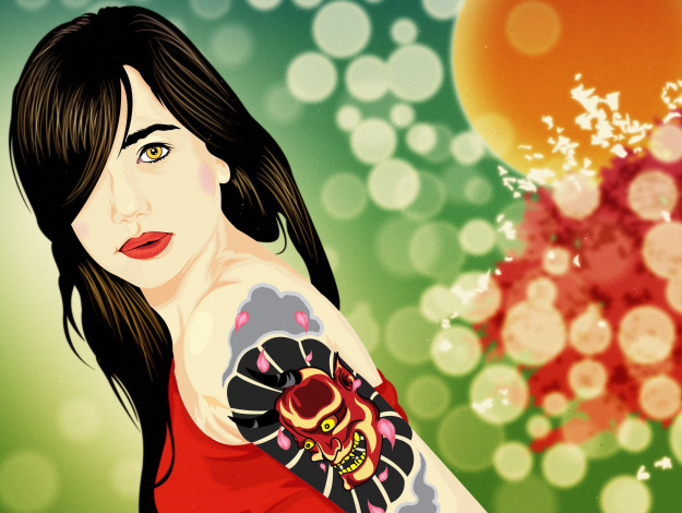 Обои картинки фото векторная, графика, девушка