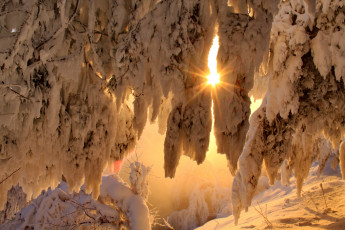 Картинка природа зима снег солнце