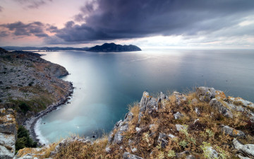 Картинка природа побережье океан острова облака горизонт