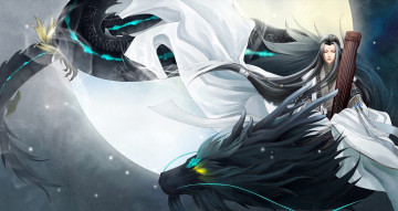 Картинка фэнтези красавицы+и+чудовища кимоно дракон девушка