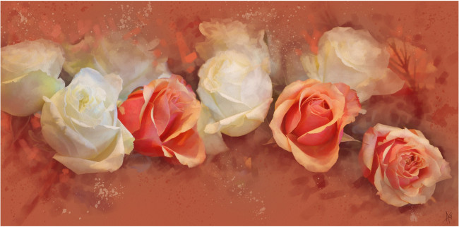 Обои картинки фото рисованные, цветы, розы