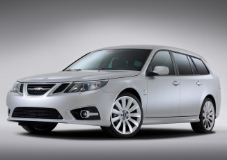 обоя автомобили, saab, 9-3, griffin, aero, sport, combi, 2011г, светлый