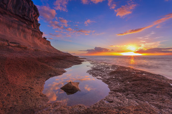 Картинка природа восходы закаты горизонт солнце побережье океан