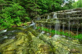 Картинка природа водопады лес река водопад