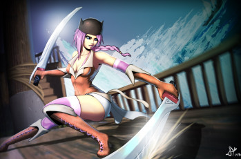 Картинка фэнтези девушки катана оружие vella фантастика девушка арт корабль косичка волосы взгляд