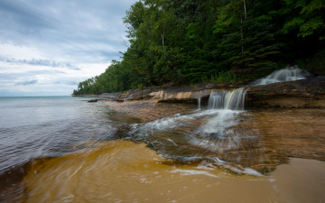 Картинка природа водопады побережье водопад уступ