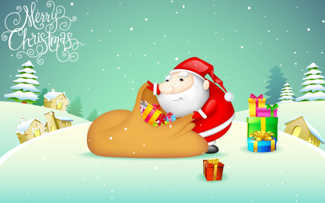 Обои картинки фото праздничные, векторная графика , новый год, подарки, мороз, дед