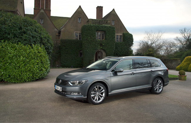 Обои картинки фото автомобили, volkswagen, estate, passat, серый, 2015г, gt, b8