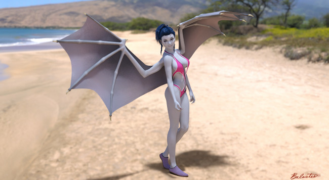 Обои картинки фото 3д графика, существа , creatures, фон, взгляд, девушка, демон