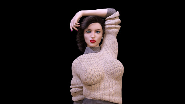 Обои картинки фото 3д графика, люди , people, взгляд, девушка, фон