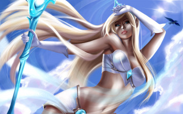 Картинка видео+игры league+of+legends посох взгляд фон девушка janna