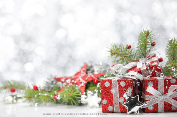 Картинка календари праздники +салюты подарок игрушка ветка коробка