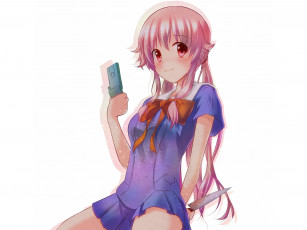 Картинка аниме mirai nikki нож девушка мобилка gasai yuno