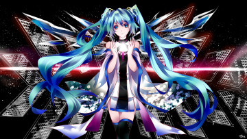 Картинка аниме vocaloid hatsune miku девушка взгляд