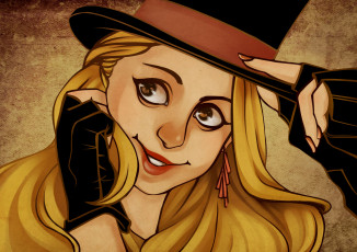 Картинка рисованные люди девушка шляпа