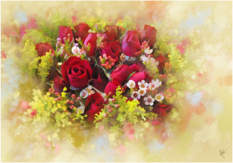 Картинка рисованные цветы розы