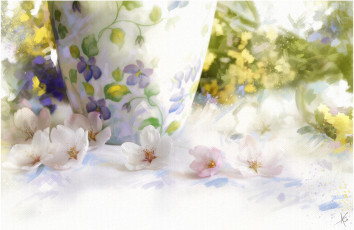 Картинка рисованные цветы цветки ваза