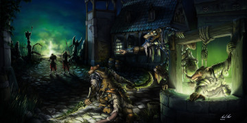 Картинка фэнтези существа нападение мутанты крысы воины мир иной колодец