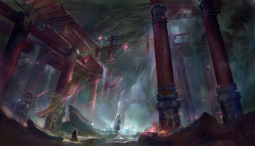 Картинка фэнтези иные+миры +иные+времена иной мир пещера храм зал колонны