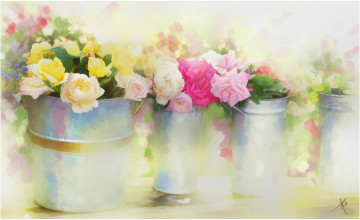 Картинка рисованные цветы розы