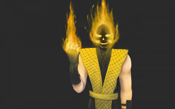 Картинка mortal+kombat видео+игры mortal+kombat+ 2011 mortal kombat скорпион без маски череп скелет огонь ninja scorpion