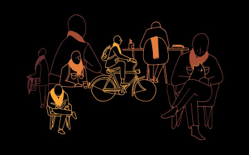 Картинка рисованные минимализм чёрный фон персонажи люди