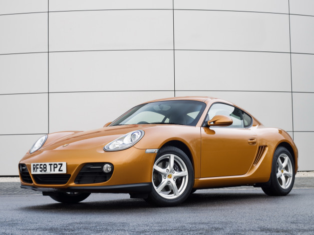 Обои картинки фото автомобили, porsche, cayman, желтый, 2009, 987c, uk-spec