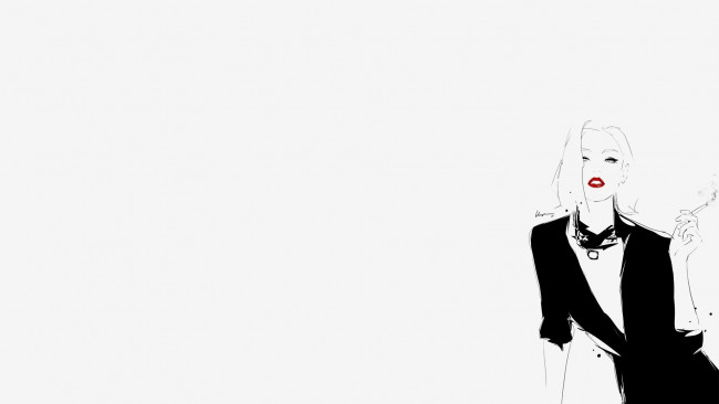 Обои картинки фото рисованные, люди, сигарета, девушка