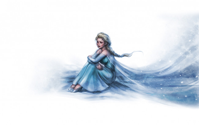 Обои картинки фото девушка, рисованные, люди, холодное, сердце, белый, фон, frozen