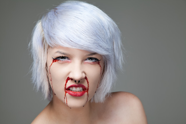 Обои картинки фото девушки, -unsort , креатив, макияж, грим, лицо