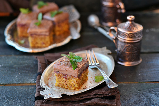 Обои картинки фото еда, пирожные,  кексы,  печенье, пирожное, мята