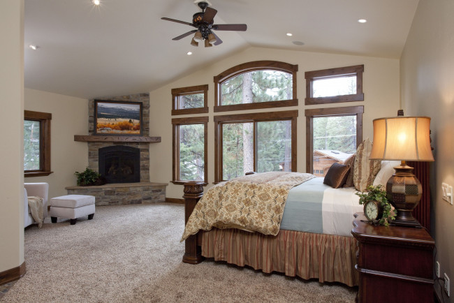 Обои картинки фото интерьер, спальня, кровать, лампа